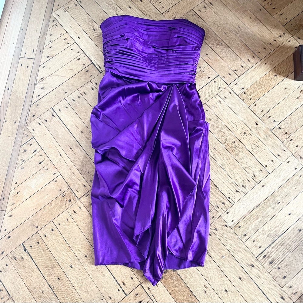 Nicole Miller ruched Silk dress purple size 6